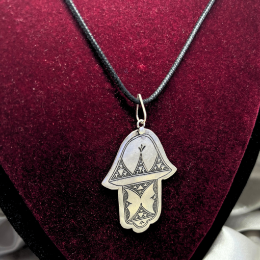 Hamsa Hand of Fatima Necklace – Handmade Silver Berber Talisman for Protection