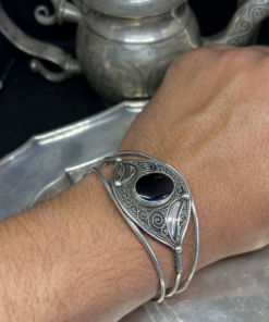 Stunning Handmade Silver Agate Carnelian Bracelet – Adjustable Berber Jewelry