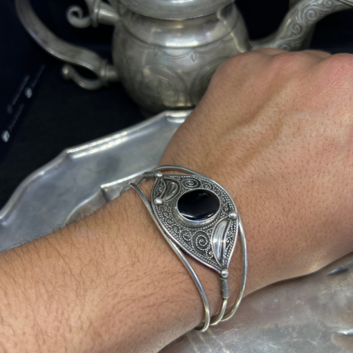 Stunning Handmade Silver Agate Carnelian Bracelet – Adjustable Berber Jewelry
