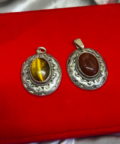 Vintage Tiger Eye Necklace | Handmade Berber Pendant in Silver