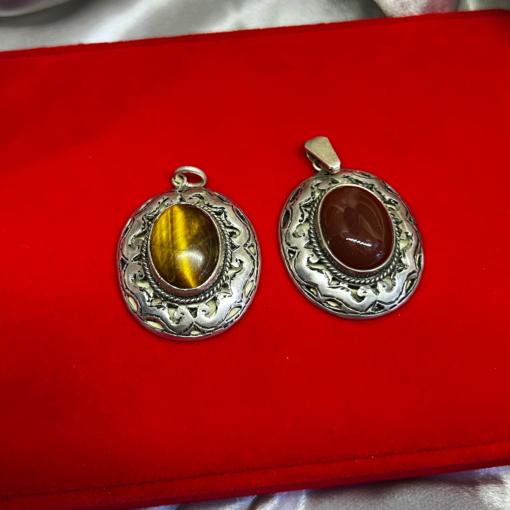 Vintage Tiger Eye Necklace | Handmade Berber Pendant in Silver