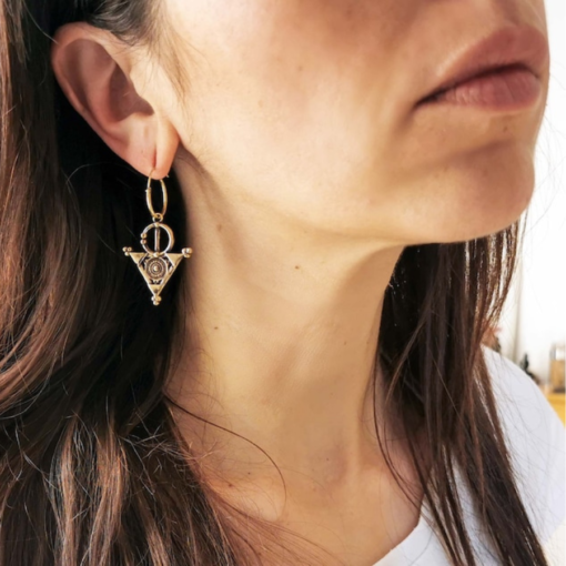Exquisite Fibula Earrings – Handmade Silver with Tazerzit Symbol