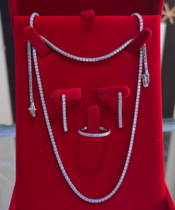 Luxurious Rivière Set – Silver Plated with White Gold Elegance