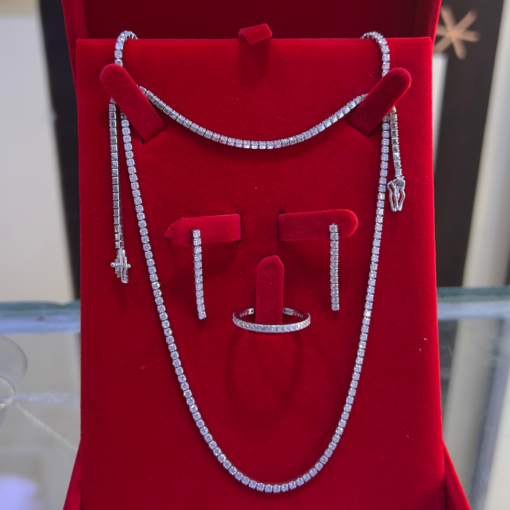 Luxurious Rivière Set – Silver Plated with White Gold Elegance
