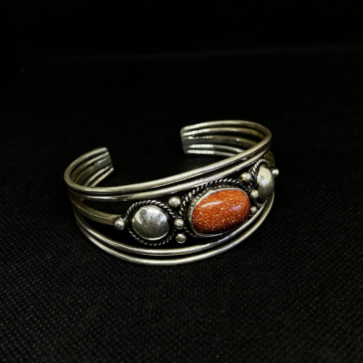 Exclusive Handmade Silver Cuff – Natural Stone Bracelet Red