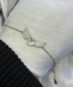 Celestial Silver Angel Wing Bracelet – 925 Silver & Zircon Sparkle