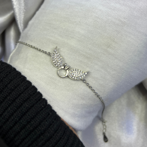 Celestial Silver Angel Wing Bracelet – 925 Silver & Zircon Sparkle