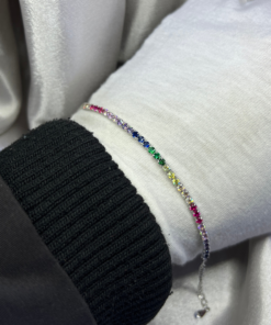 Vibrant Rainbow Tennis Bracelet – Silver 925 Riviera Elegance