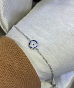 Dazzling Silver Evil Eye Bracelet – Protection & Elegance