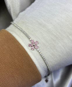 Elegant Tennis Bracelet – Silver 925 with Rose Accent