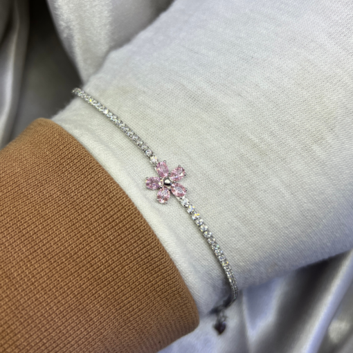 Elegant Tennis Bracelet – Silver 925 with Rose Accent