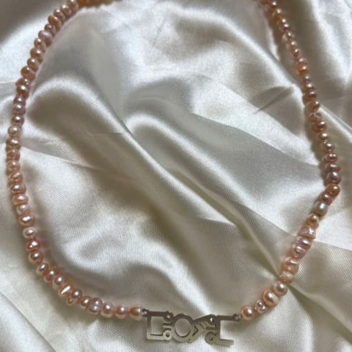 Elegant Amazigh Custom Name Necklace – Personalized with Tifinagh & Real Pearls