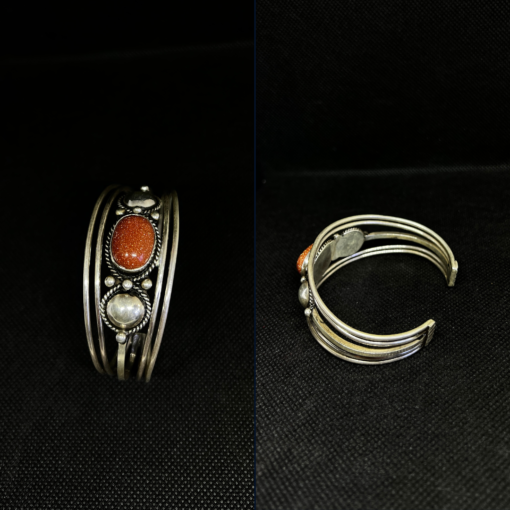 Exclusive Handmade Silver Cuff – Natural Stone Bracelet Red