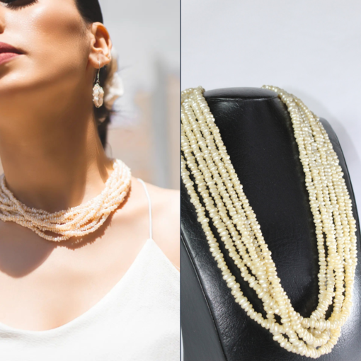 Luxurious Real Pearl Necklace – Moroccan Mdeja Wedding Accessory