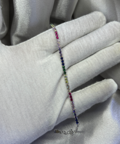 Vibrant Rainbow Tennis Bracelet – Silver 925 Riviera Elegance