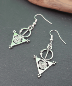 Exquisite Fibula Earrings – Handmade Silver with Tazerzit Symbol