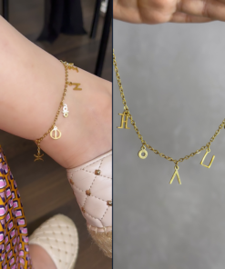 Personalized Tifinagh Ankle Chain – Custom Amazigh Jewelry in Silver & Gold