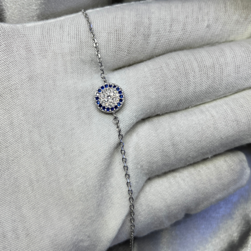 Dazzling Silver Evil Eye Bracelet – Protection & Elegance