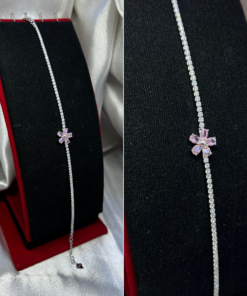 Elegant Tennis Bracelet – Silver 925 with Rose Accent