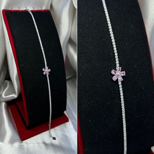 Elegant Tennis Bracelet – Silver 925 with Rose Accent