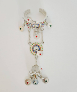 Amazigh Culture bracelet and ring in silver | Berber bracelet decorated with traditional ethnic motifs