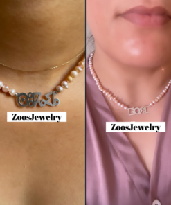 Elegant Amazigh Custom Name Necklace – Personalized with Tifinagh & Real Pearls