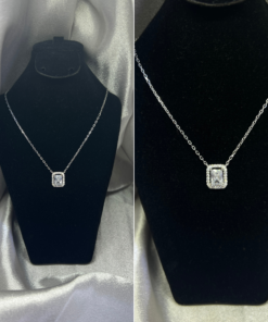 Silver Necklace Square | Elegant Zirconia Pendant for Women