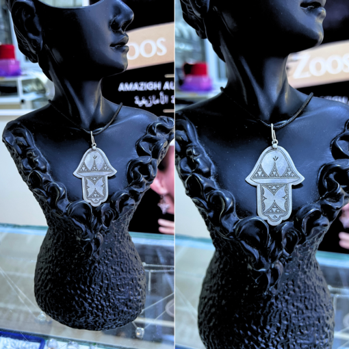 Hamsa Hand of Fatima Necklace – Handmade Silver Berber Talisman for Protection