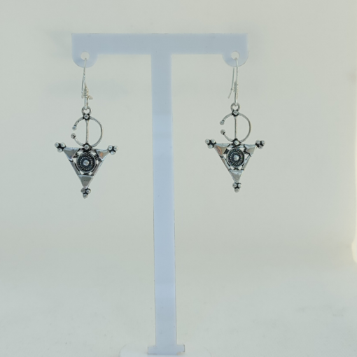 Exquisite Fibula Earrings – Handmade Silver with Tazerzit Symbol