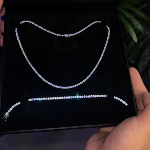 Luxurious Rivière Set – Silver Plated with White Gold Elegance
