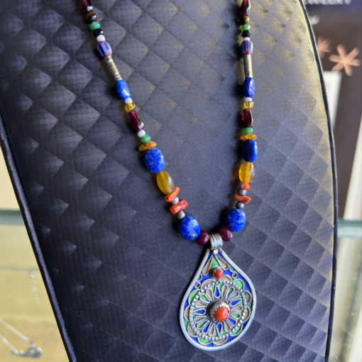 Exclusive Bohemian Silver Necklace – Handmade with Colorful Gems - Image 4