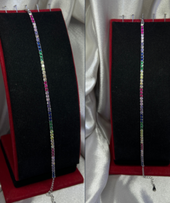 Vibrant Rainbow Tennis Bracelet – Silver 925 Riviera Elegance