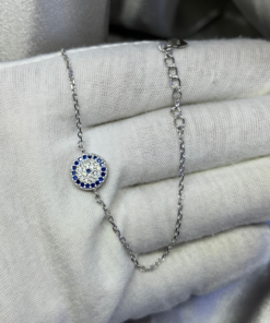 Dazzling Silver Evil Eye Bracelet – Protection & Elegance