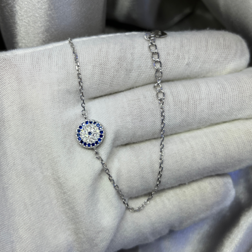 Dazzling Silver Evil Eye Bracelet – Protection & Elegance