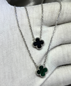 Luxury Silver Van Cleef Necklace - Elegant 925 Silver Alhambra Pendant