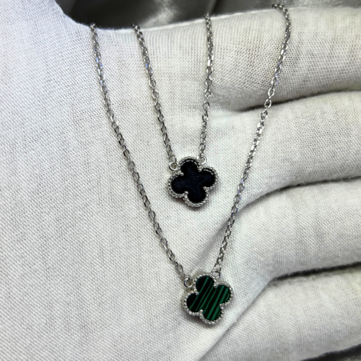 Luxury Silver Van Cleef Necklace - Elegant 925 Silver Alhambra Pendant