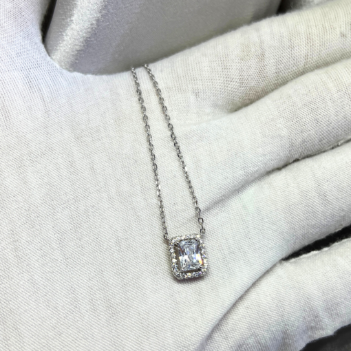 Silver Necklace Square | Elegant Zirconia Pendant for Women
