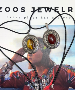 Vintage Tiger Eye Necklace | Handmade Berber Pendant in Silver