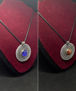 Boho Turquoise Necklace | Handmade Berber Pendant in Silver