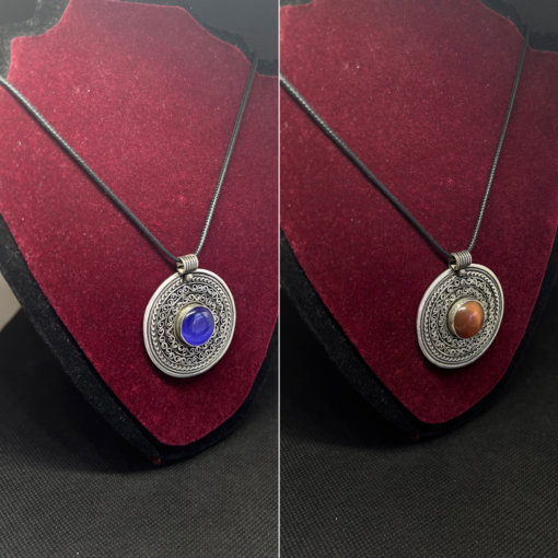 Boho Turquoise Necklace | Handmade Berber Pendant in Silver
