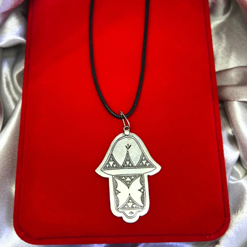 Hamsa Hand of Fatima Necklace – Handmade Silver Berber Talisman for Protection