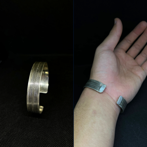 Premium Handmade Silver Adjustable Cuff Bracelet – Unisex Berber Jewelry