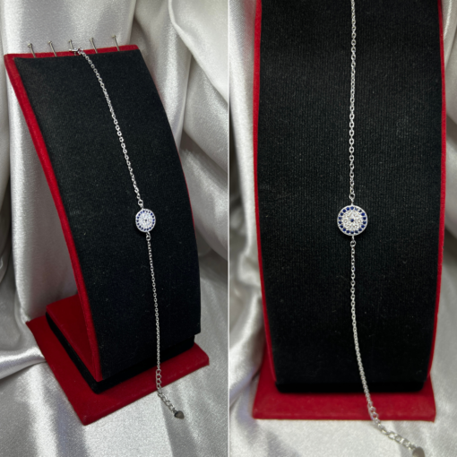 Dazzling Silver Evil Eye Bracelet – Protection & Elegance