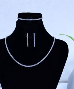 Luxurious Rivière Set – Silver Plated with White Gold Elegance