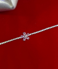 Elegant Tennis Bracelet – Silver 925 with Rose Accent