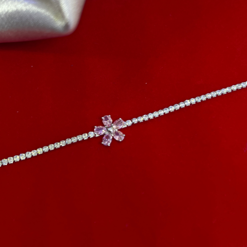 Elegant Tennis Bracelet – Silver 925 with Rose Accent