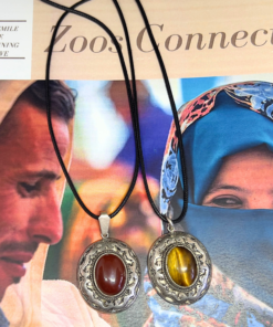 Vintage Tiger Eye Necklace | Handmade Berber Pendant in Silver