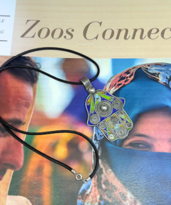 Moroccan Enamel Hamsa | Handmade Berber Necklace in Silver