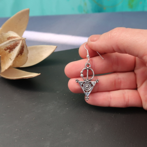 Exquisite Fibula Earrings – Handmade Silver with Tazerzit Symbol