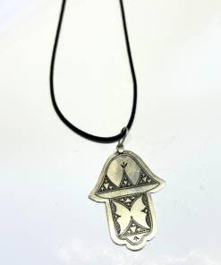 Hamsa Hand of Fatima Necklace – Handmade Silver Berber Talisman for Protection